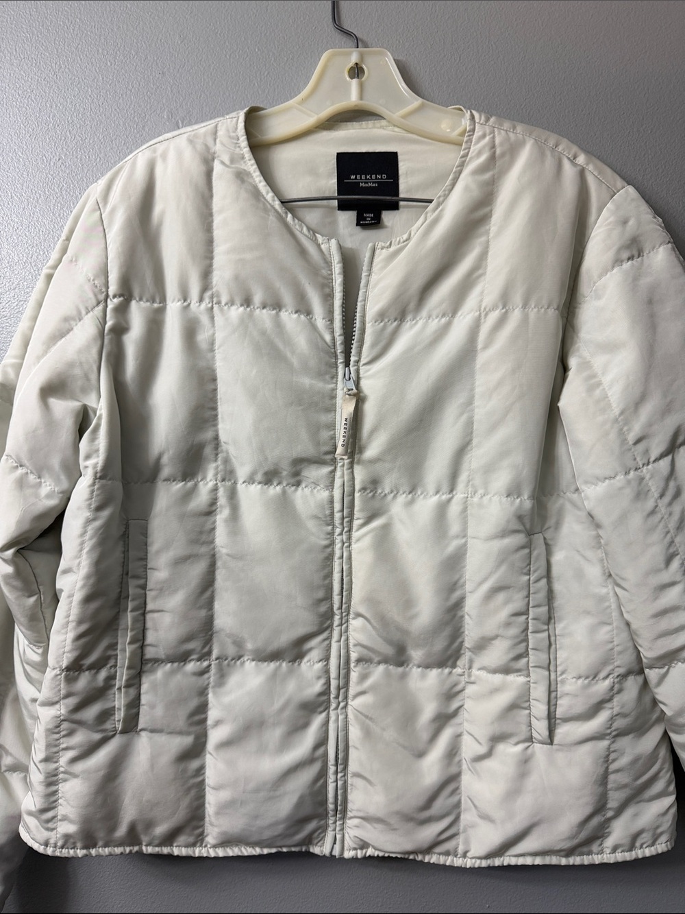Max Mara weekend Cream Quilted Zip Puffer Jacket 12
